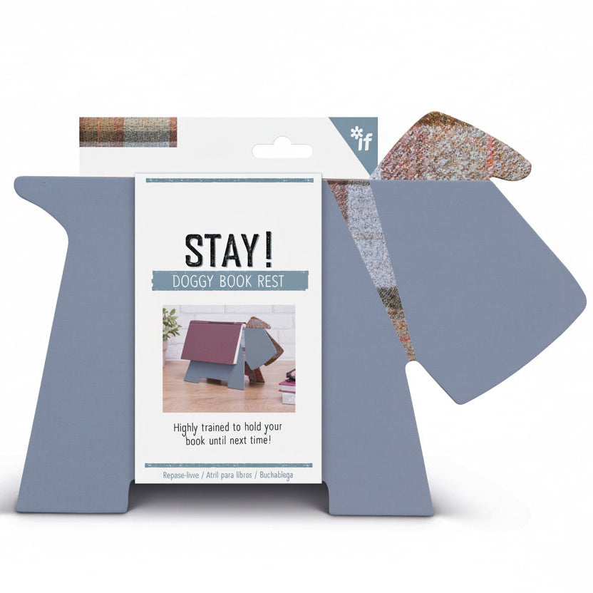 Doggy book rest with packaging on a white background