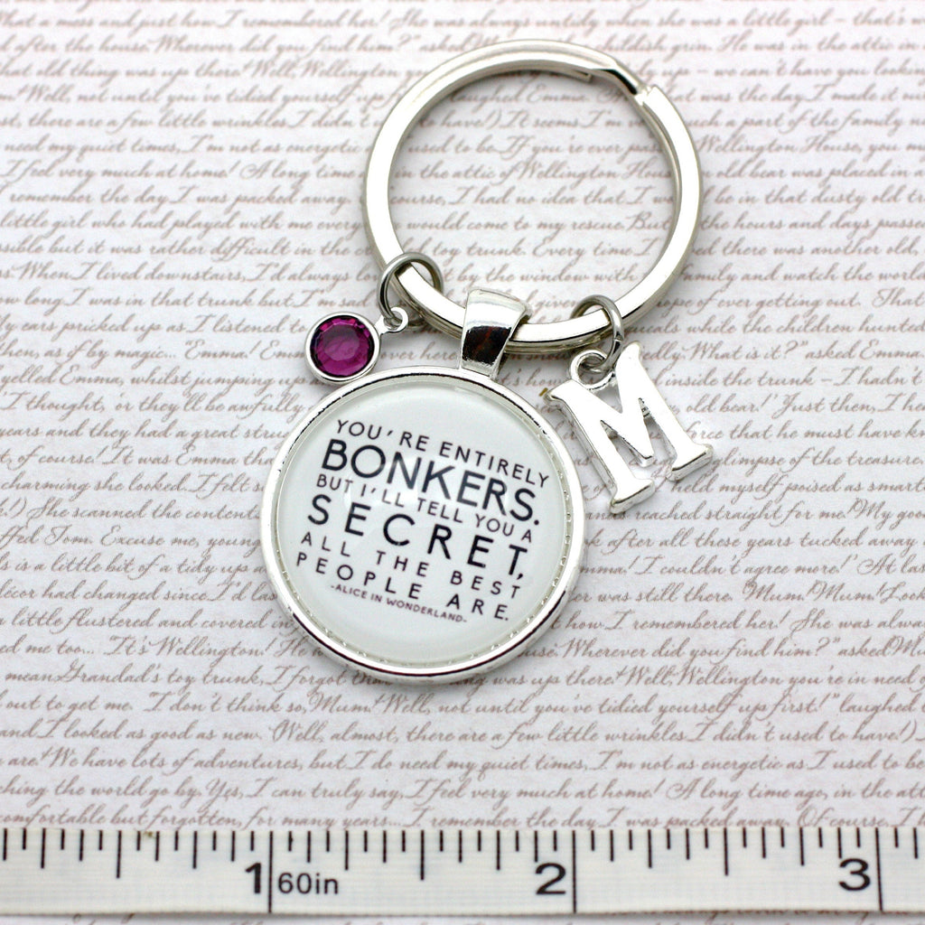 Keychain with a quote on a textured background
