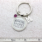 Keychain with a quote on a textured background