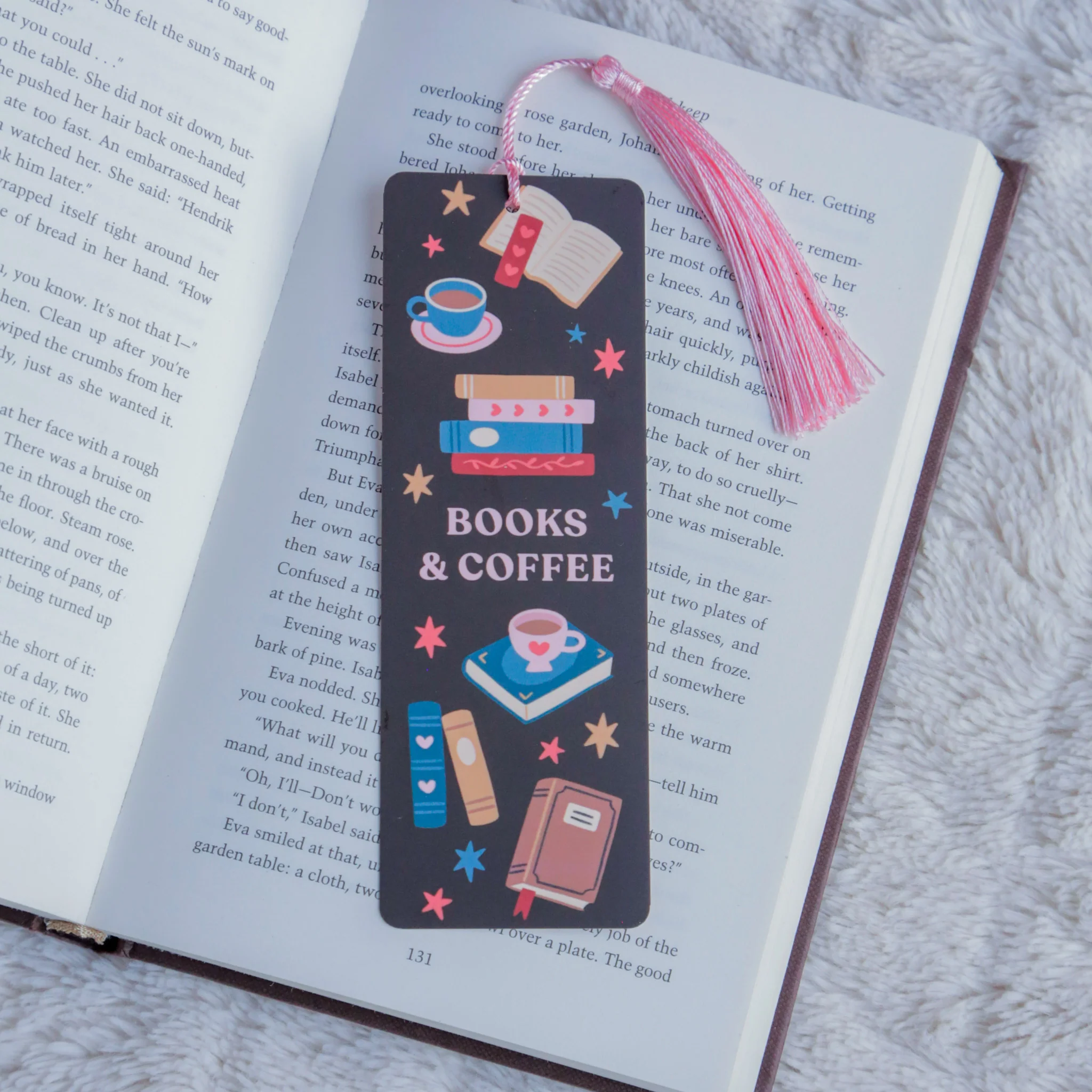 Books & Coffee bookmark in a book | Bookmark & Co