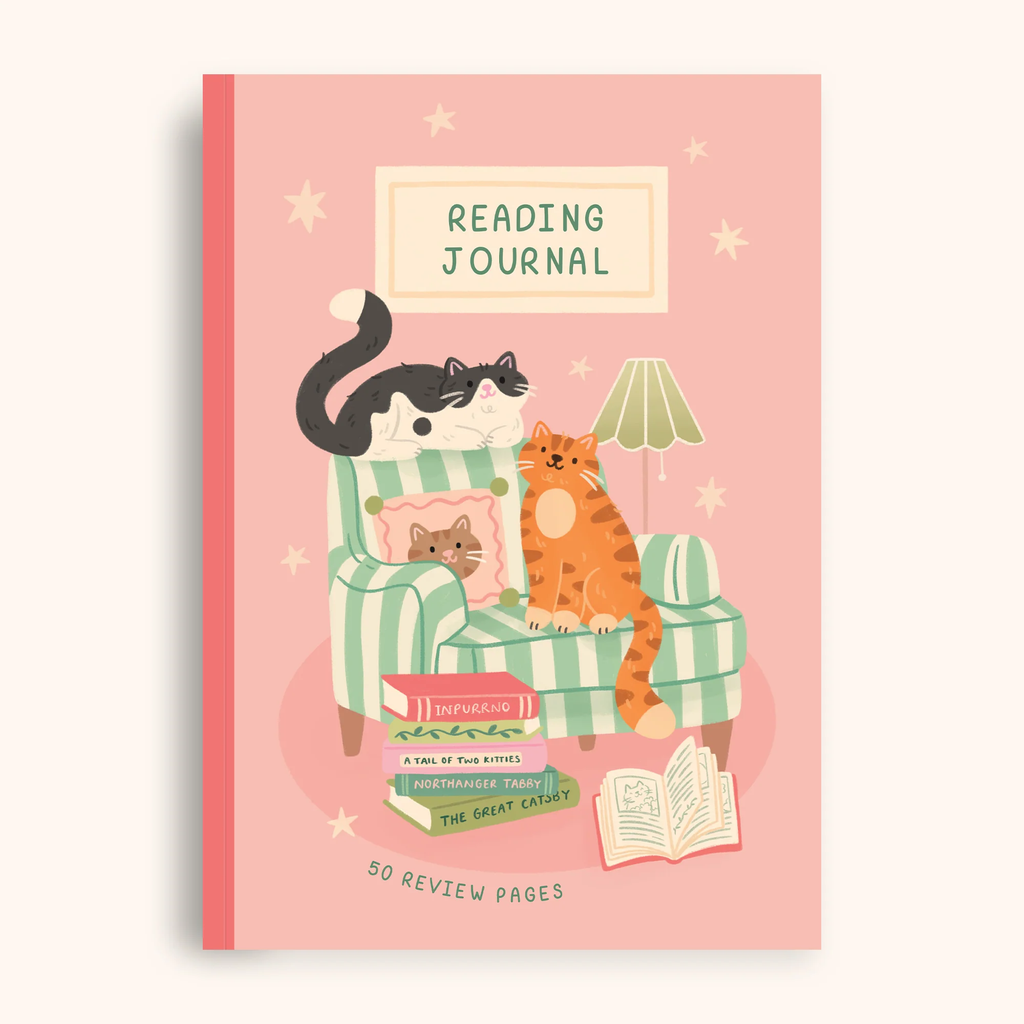 50 page 'cat reading journal' front cover | Bookmark & Co | perfect for younger readers
