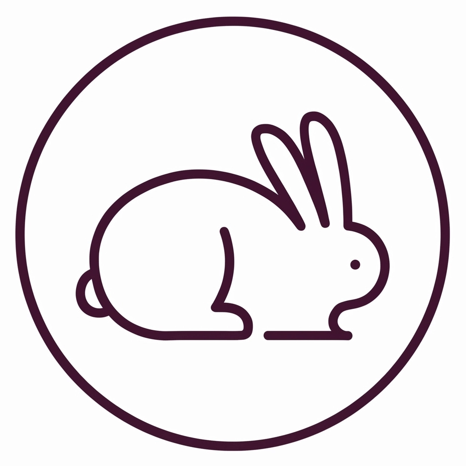 Cruelty-free logo with a rabbit icon on a white background
