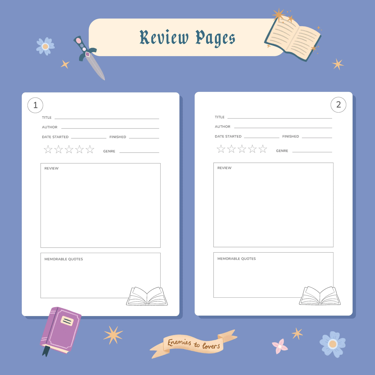 50 page 'dragon reading journal' inside pages | Bookmark & Co | perfect for younger readers