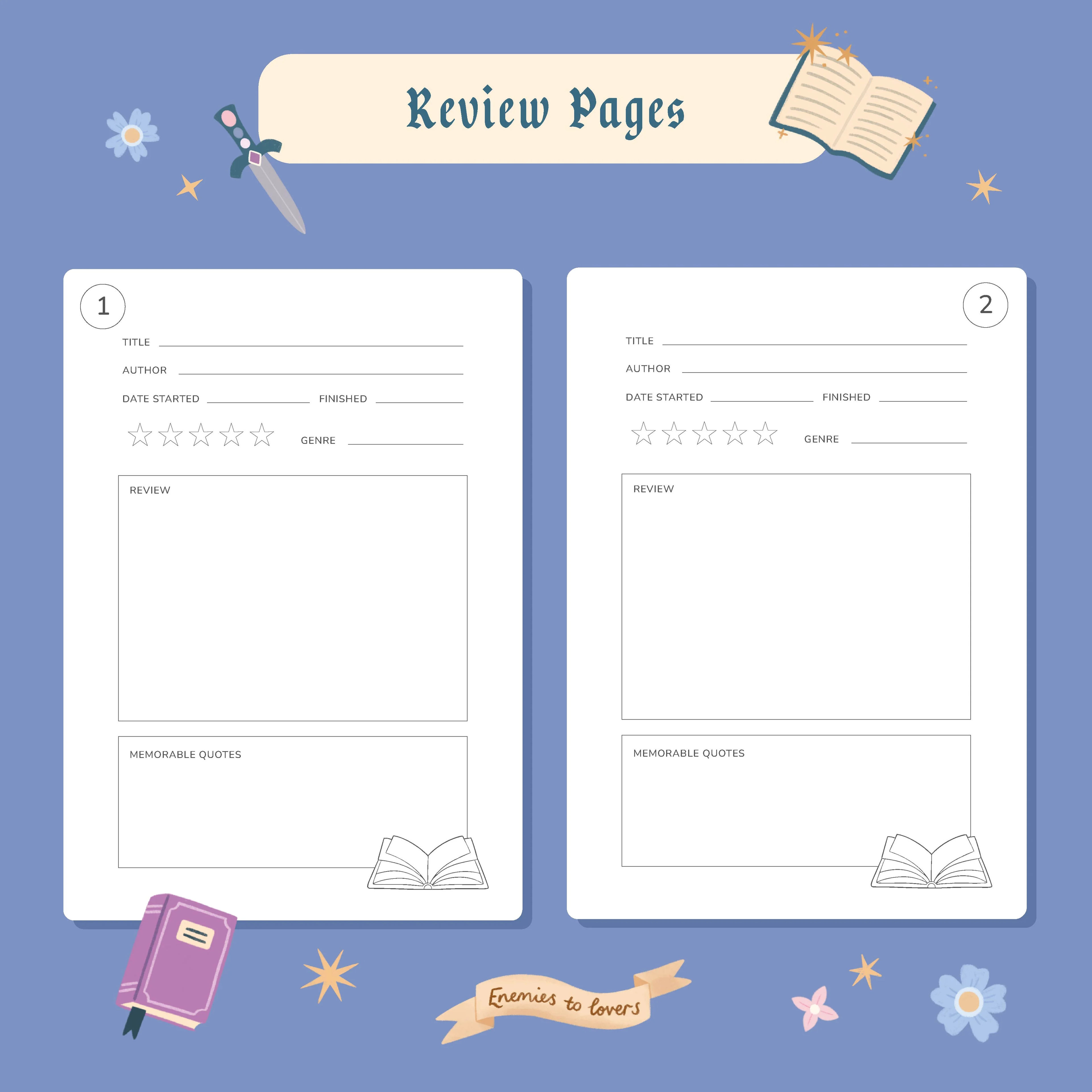 50 page 'dragon reading journal' inside pages | Bookmark & Co | perfect for younger readers