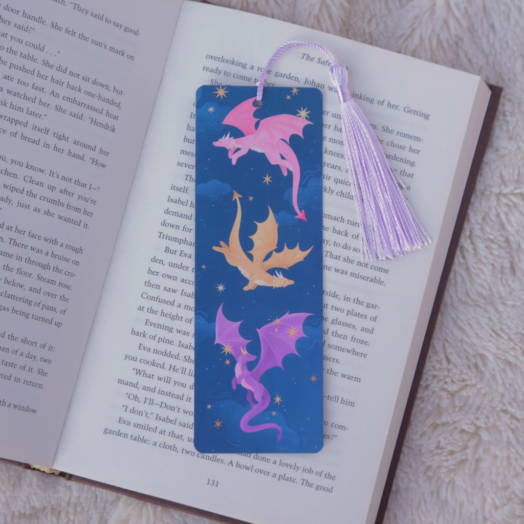 'Dragons' bookmark, in a book | Bookmark & Co | Perfect for young readers