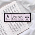 Fantasy romance book club membership card on a book background
