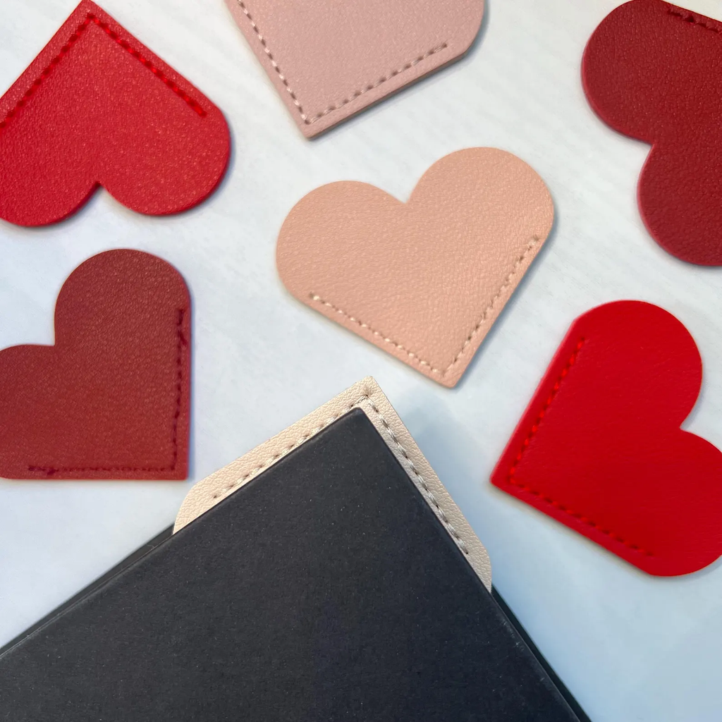 Heart-shaped leather bookmarks  multiple colours | Bookmark & Co