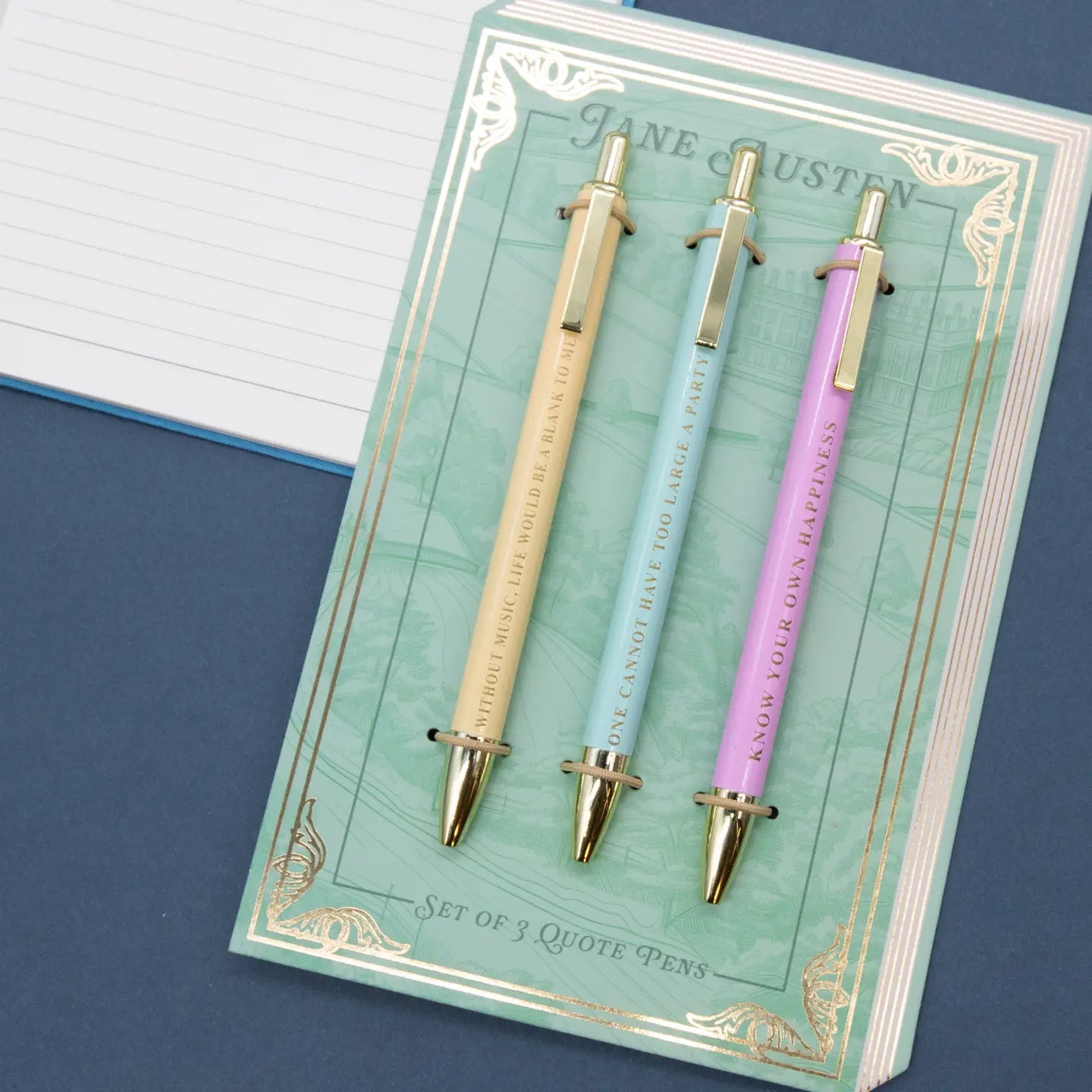 Set of 3 Jane Austen pens with gold quotes| Bookmark  Co