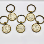 A selection  keyrings with Jane Austen quotes