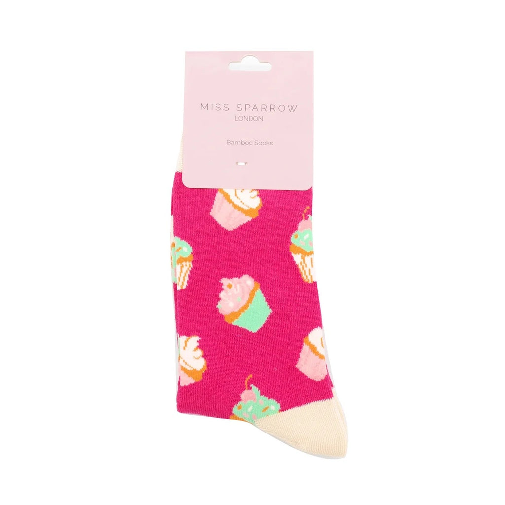 Pink Cup Cake design socks by Miss Sparrow