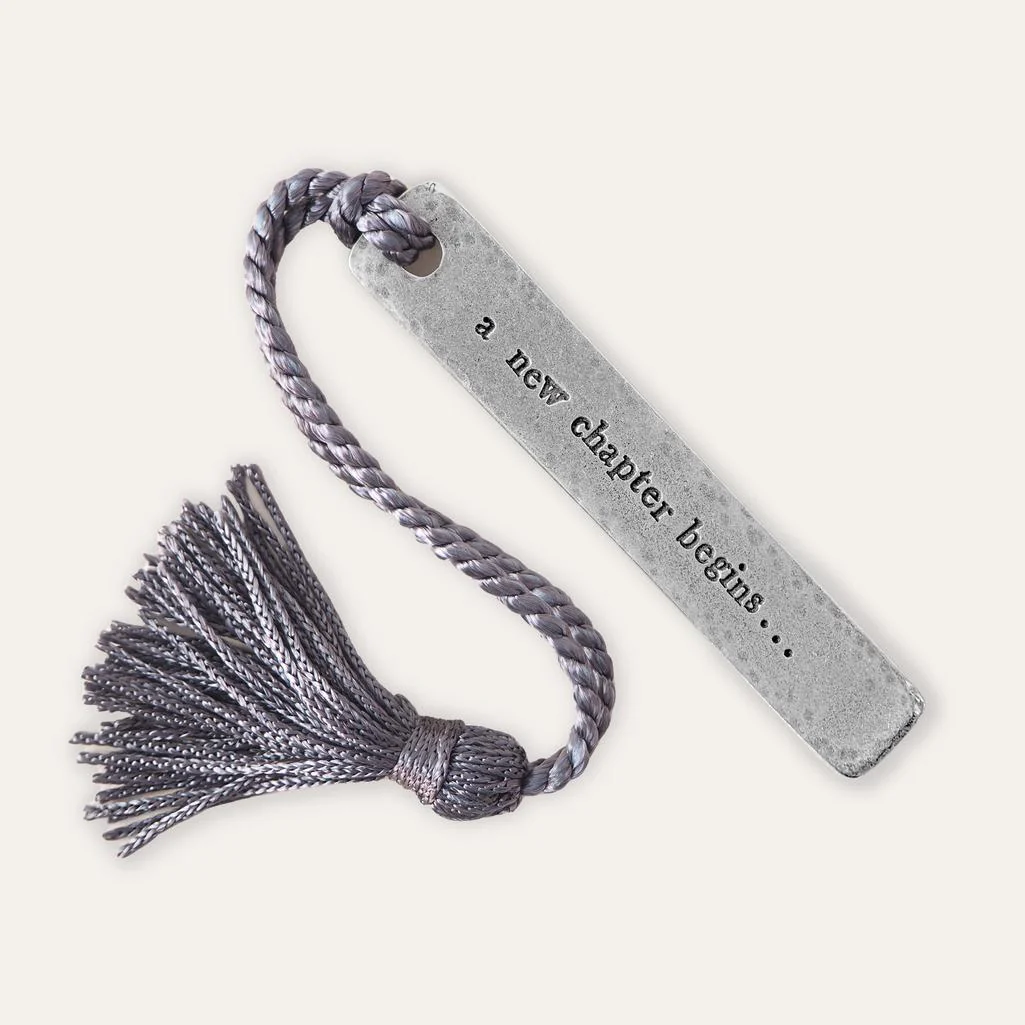 Pewter 'A new chapter begins' bookmark | Bookmark & Co