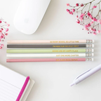 Selection of pencils with literary quotes on