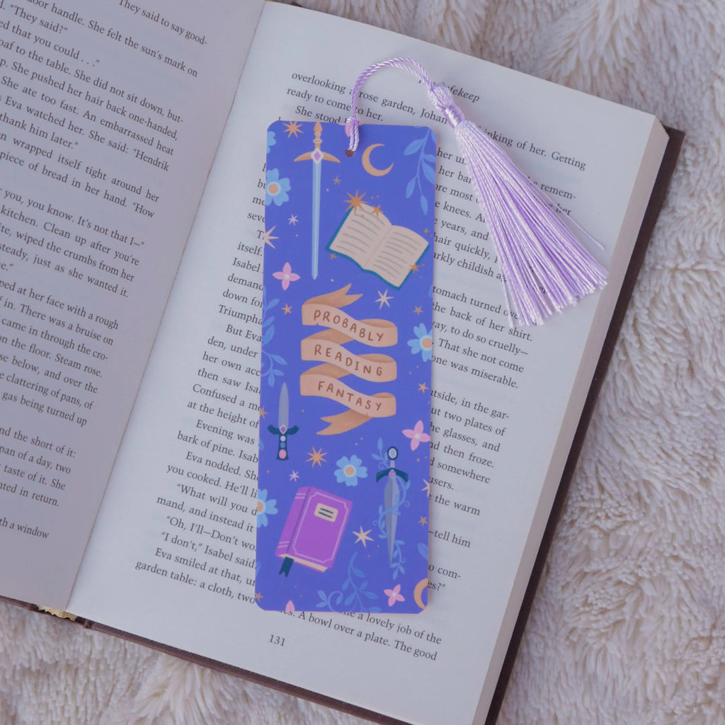 'Probably reading Fantasy' bookmark, in a book | Bookmark & Co | Perfect for young readers