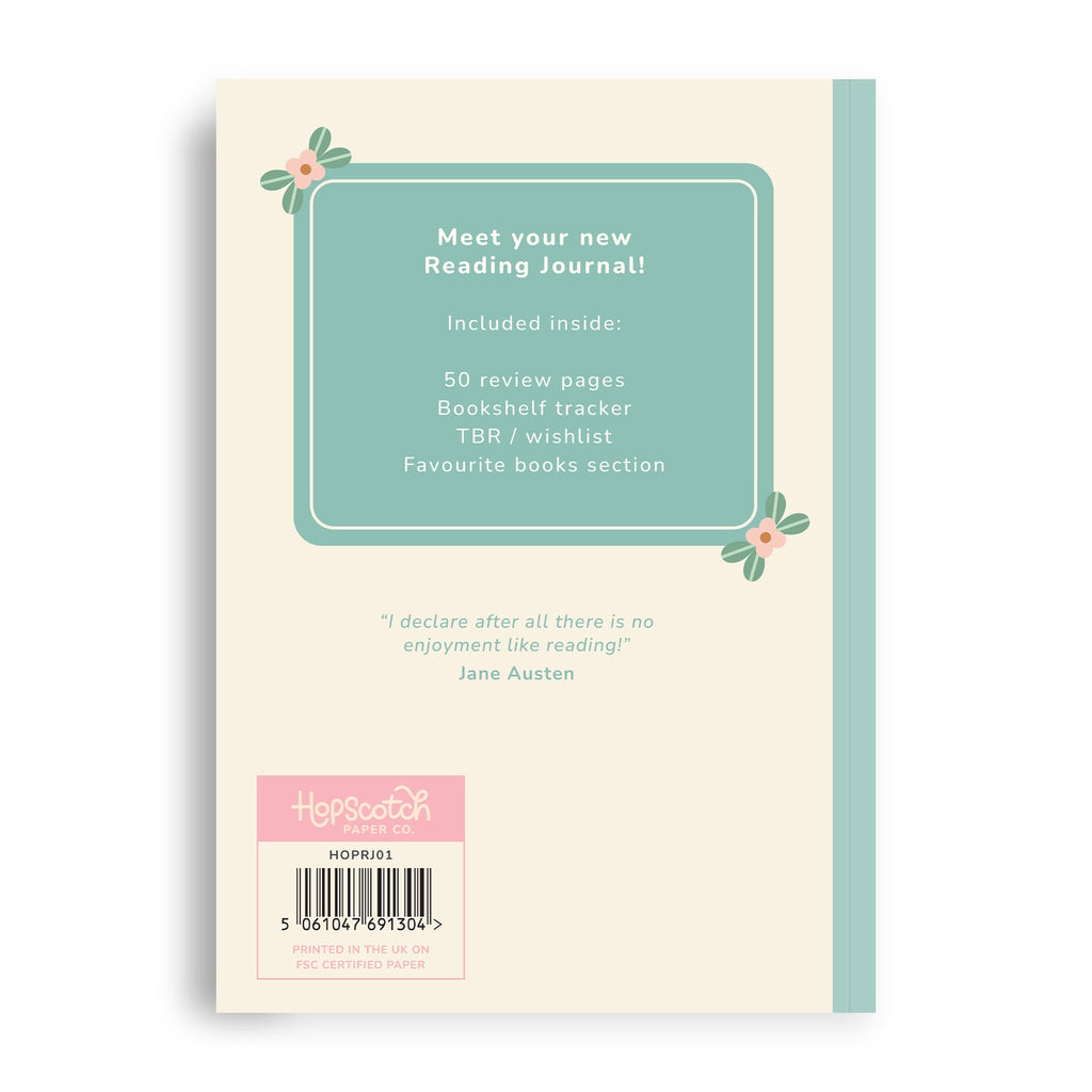 Cream and green 50 page reading journal back page | Bookmark & Co | perfect for younger readers