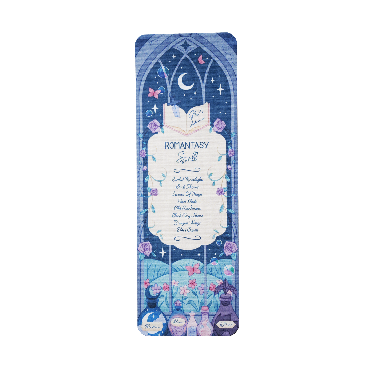Decorative bookmark with a fantasy design on a white background