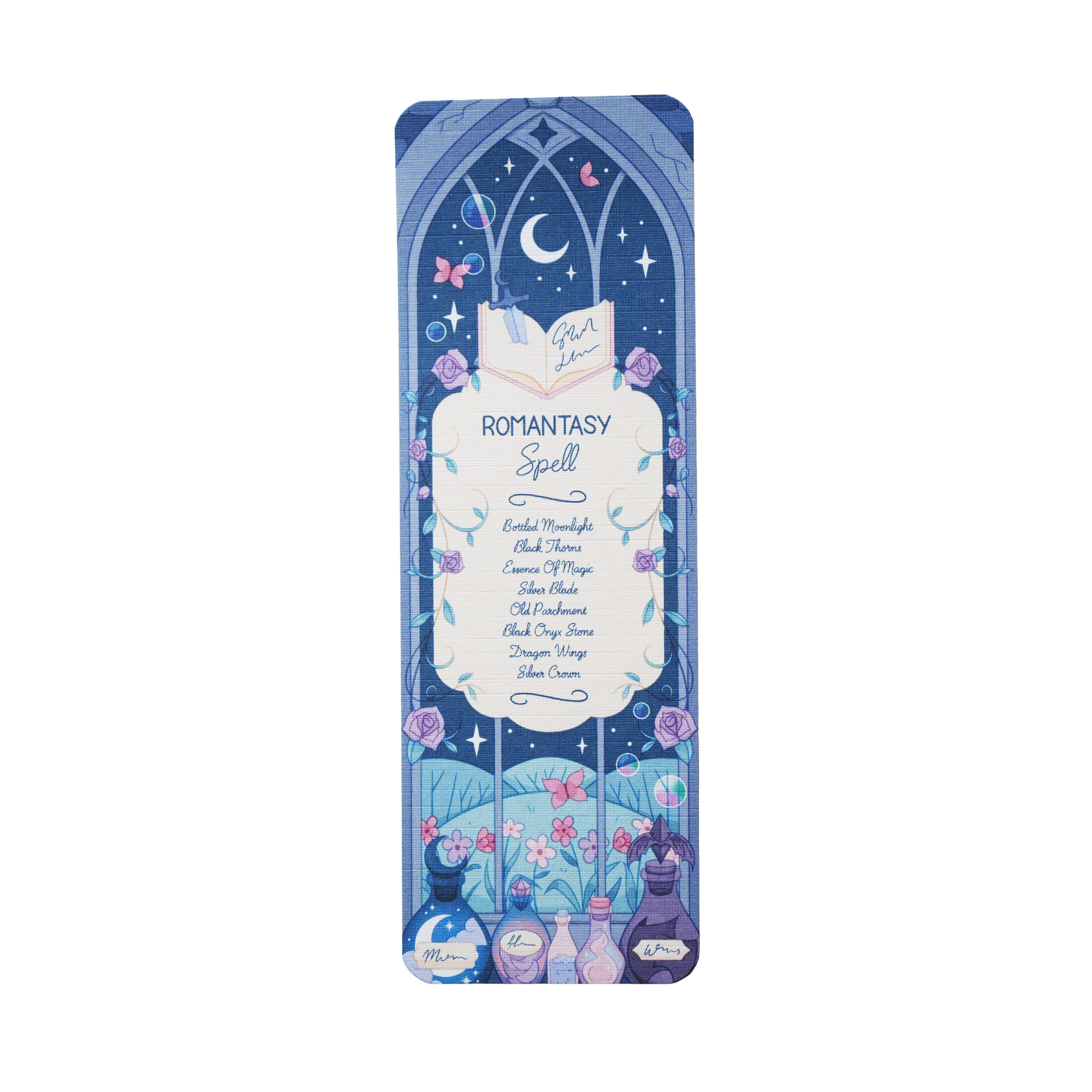 Decorative bookmark with a fantasy design on a white background