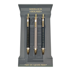 Set of 3 Sherlock Holmes pens with quotes on | Bookmark  Co
