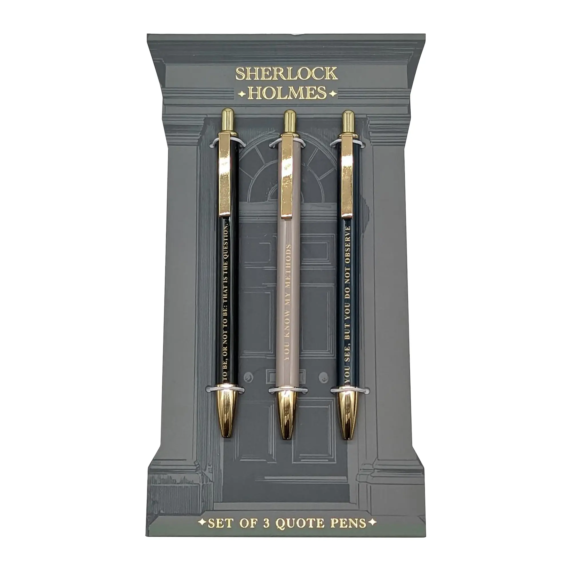 Set of 3 Sherlock Holmes pens with quotes on | Bookmark  Co