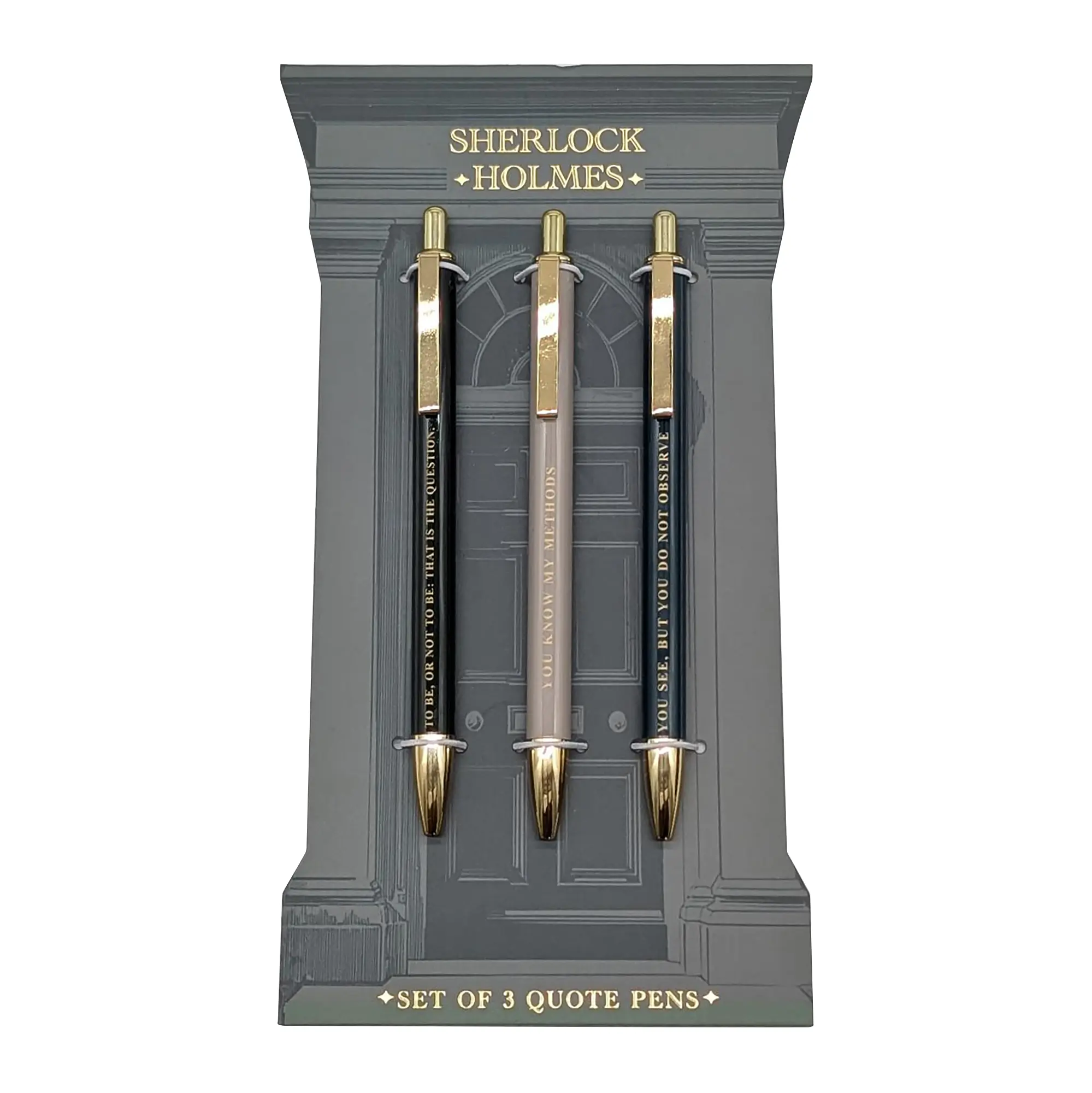 Set of 3 Sherlock Holmes pens with quotes on | Bookmark  Co
