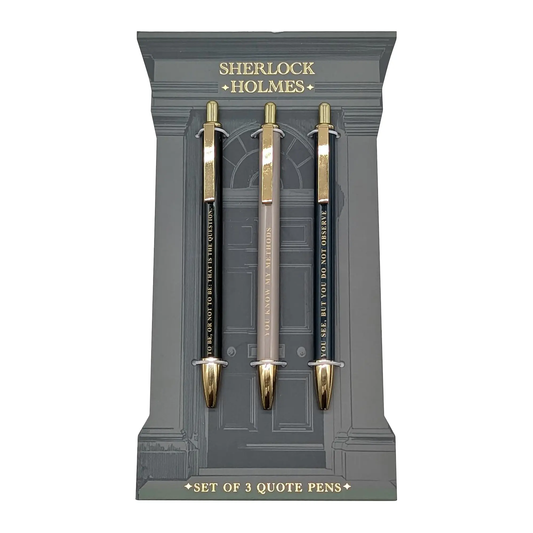 Set of 3 Sherlock Holmes pens with quotes on | Bookmark  Co