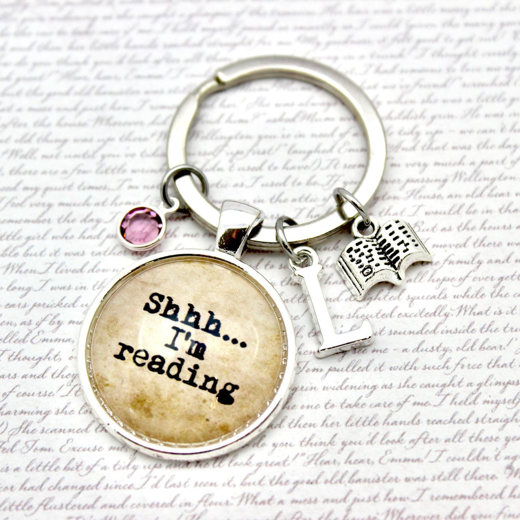 Keychain with 'Shh... I'm reading' charm 