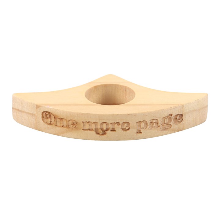 Engraved wooden thumb page holder above | Bookmark & Co