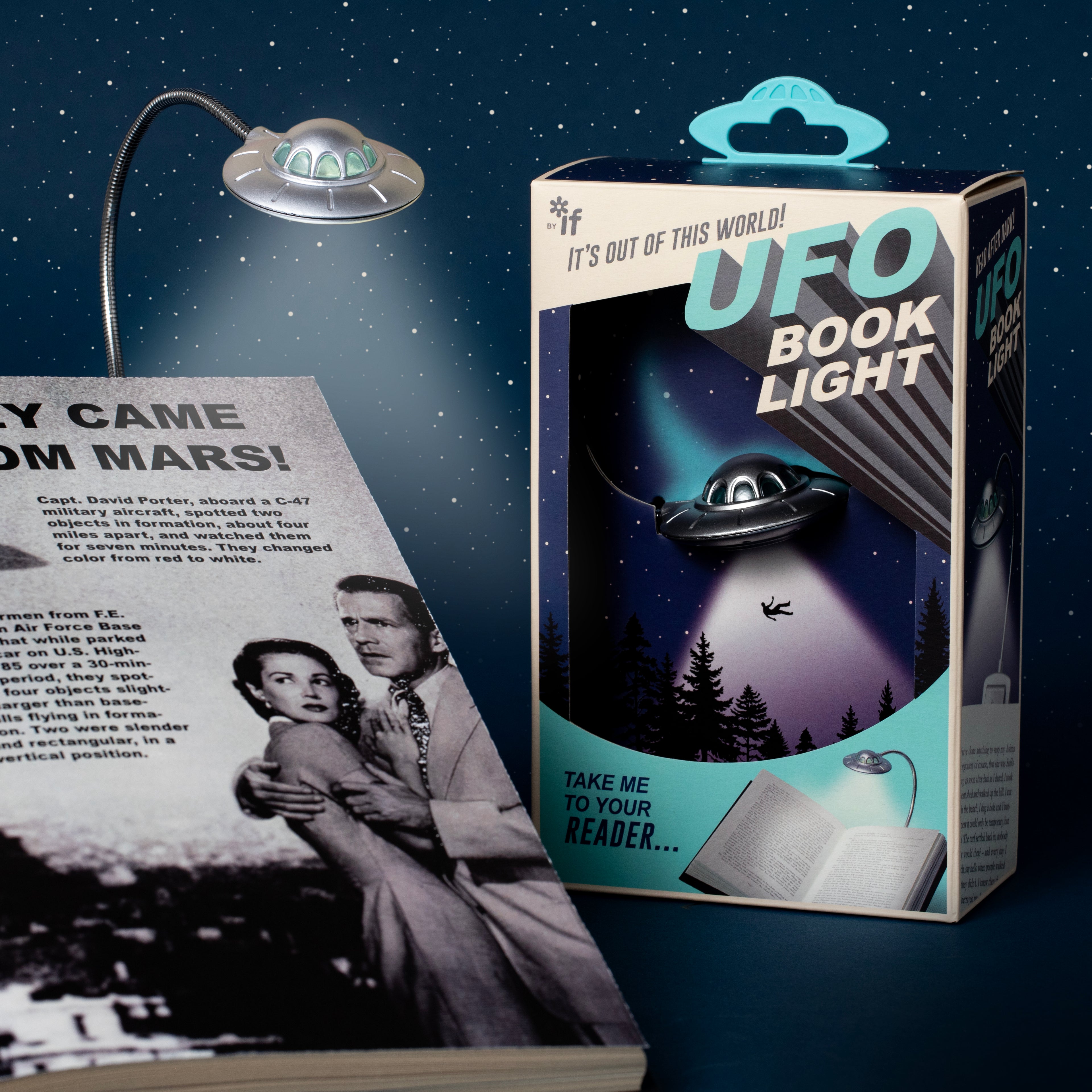 ufo book light and packaging
