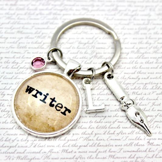 Keychain with 'writer' charm 