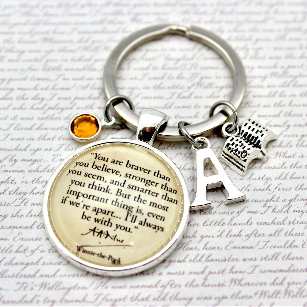 Keychain with motivational quote You Are Braver Than You Believe