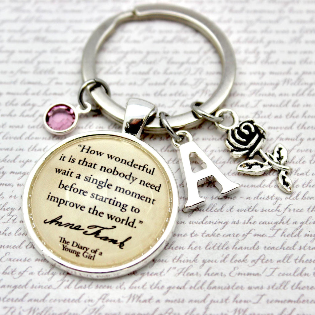 Keychain with motivational quote charm 