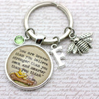 Keychain with motivational quote and bee charm 