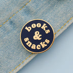 Books & Snacks - Dark Blue - Enamel Pin Badge