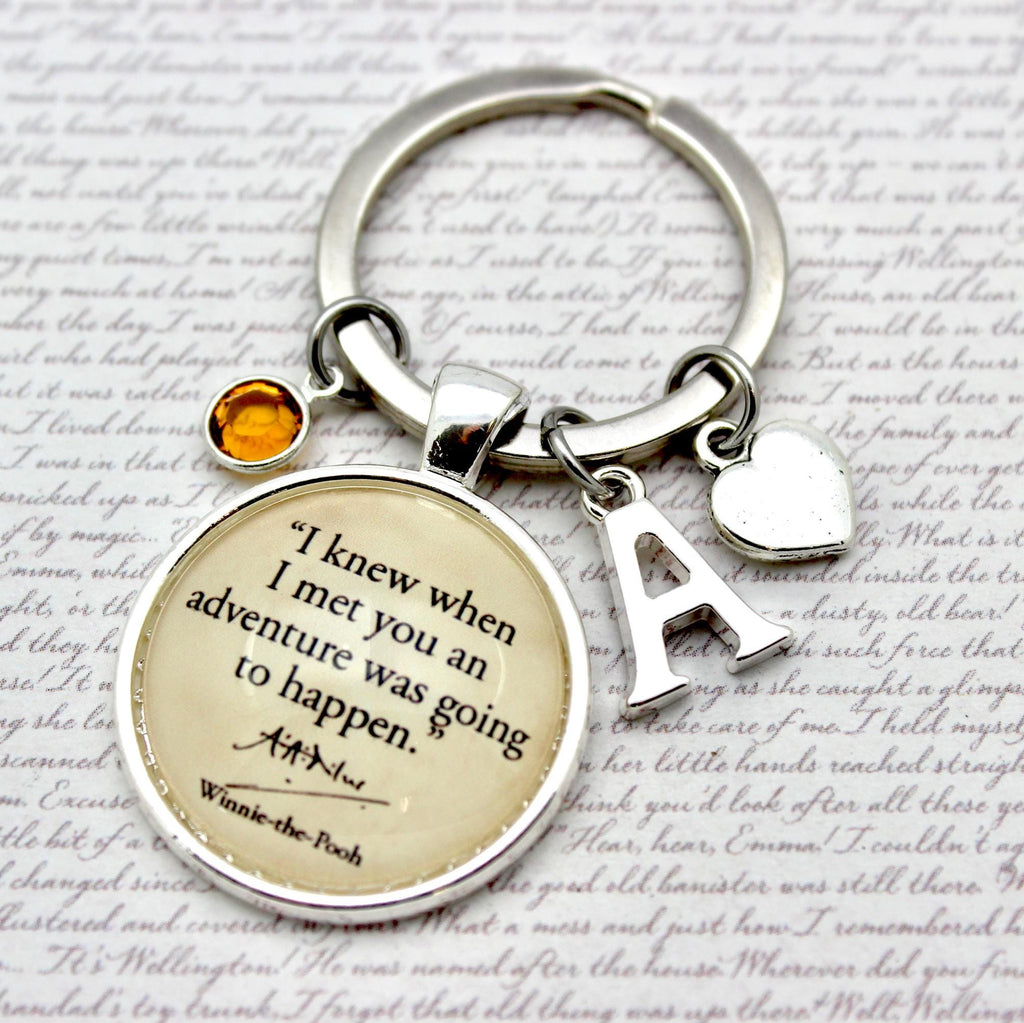 winnie the pooh Keychain with motivational quote 