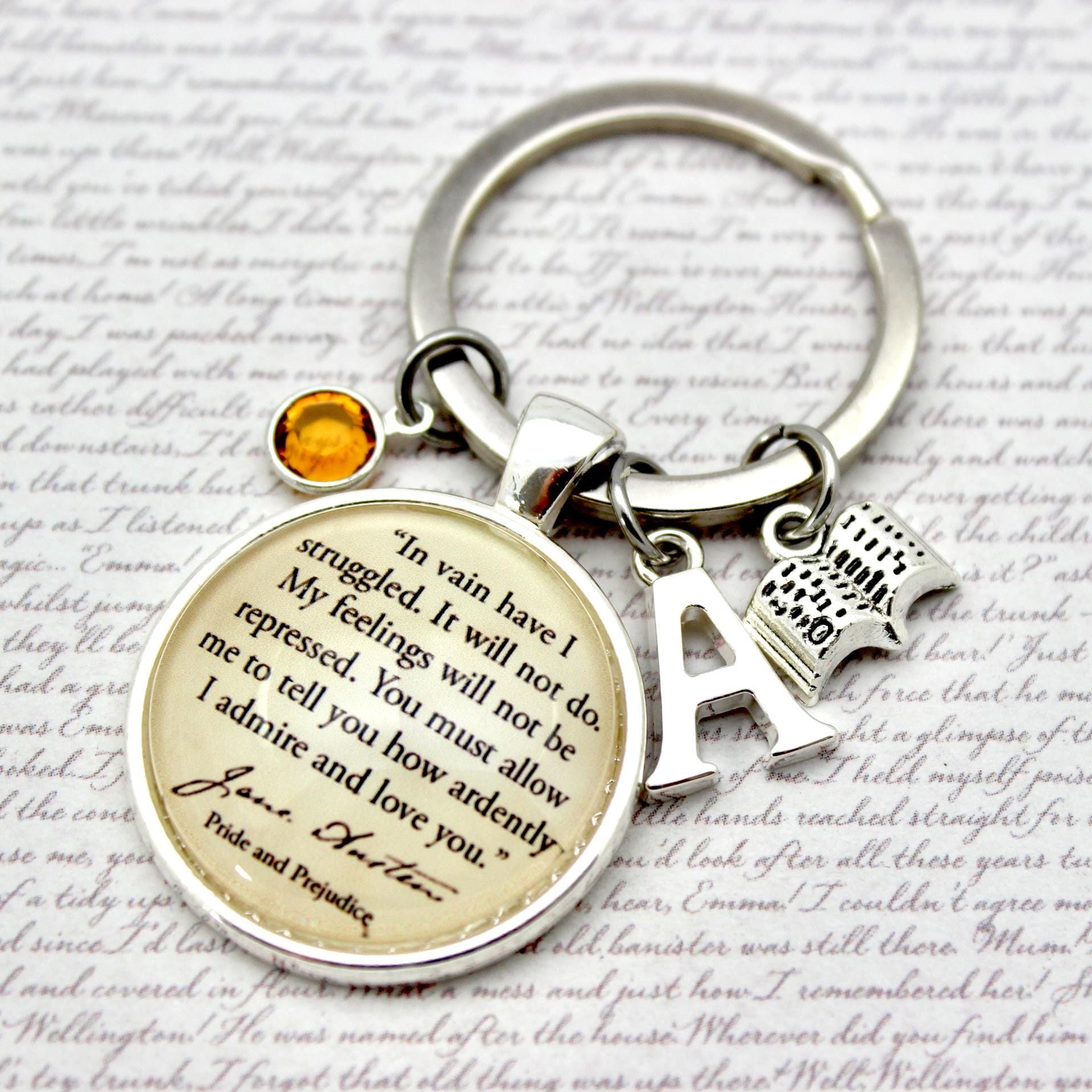 Keychain with quote and charms