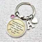 Keychain with a jane austen quote 