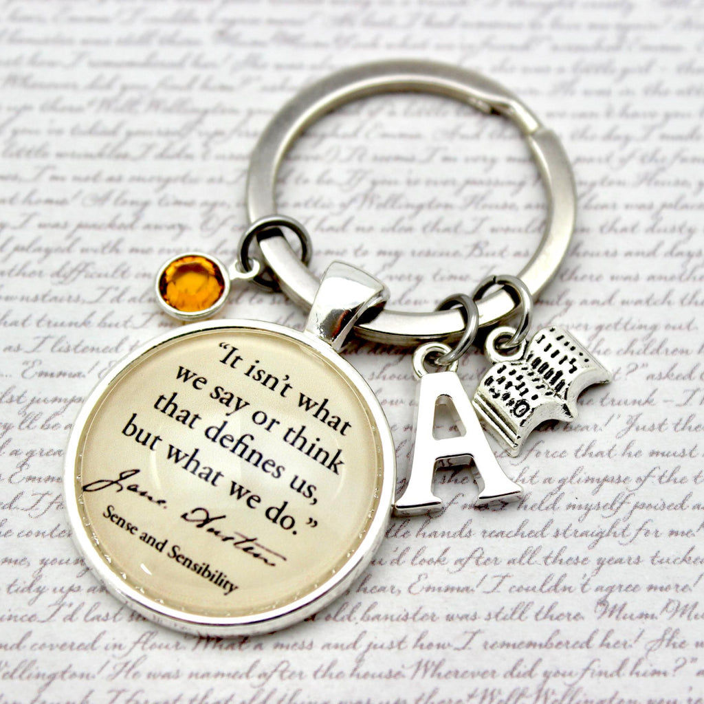 Keychain with quote from Jane Austen 