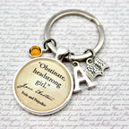 Keychain with quote 'Obstinate, headstrong girl' from Jane Austen 