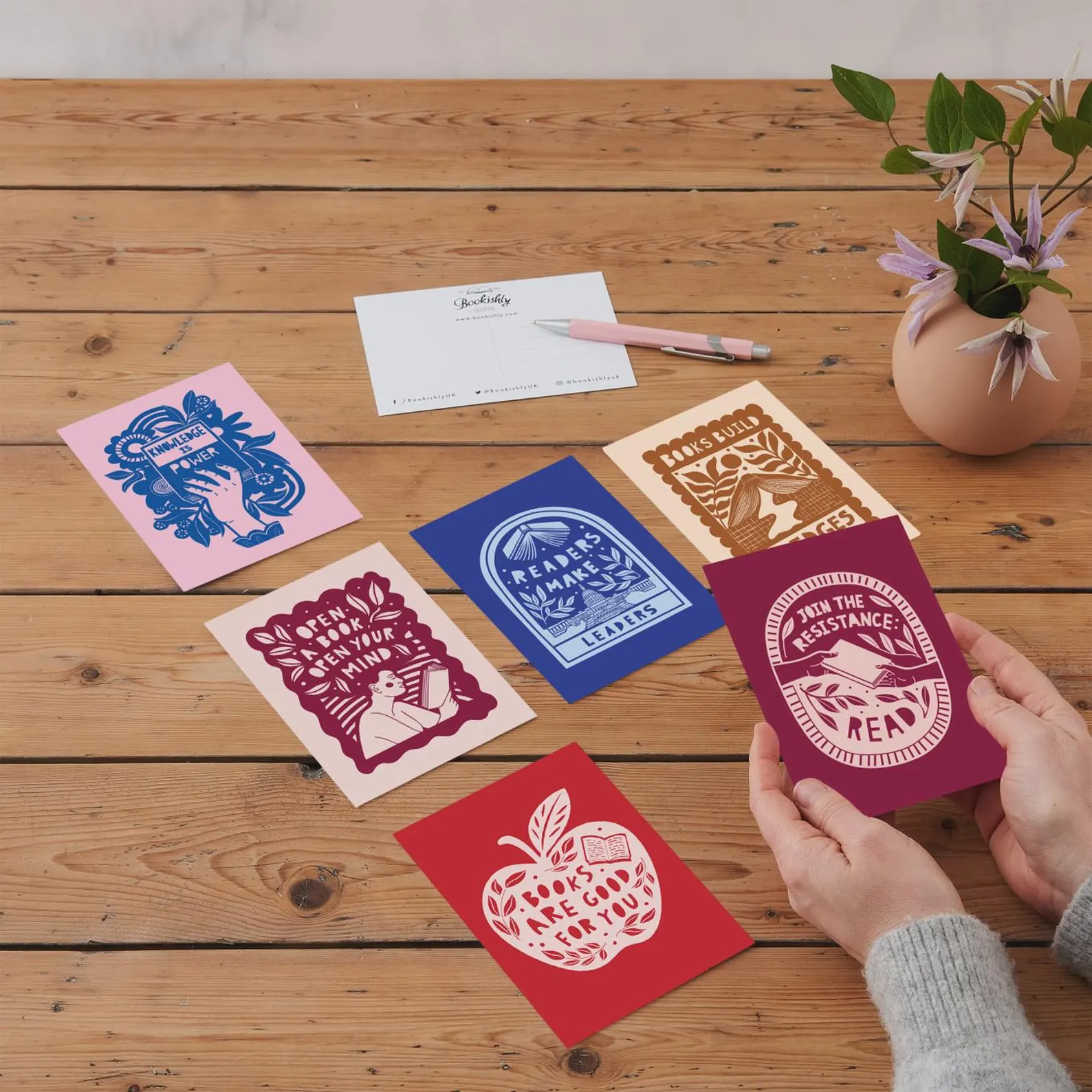 Selection of Bookishly postcards | Bookmark & Co