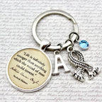 Keychain with motivational quote on a textured background