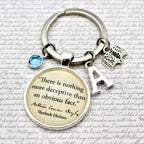 Keychain with Sherlock Holmes quote 